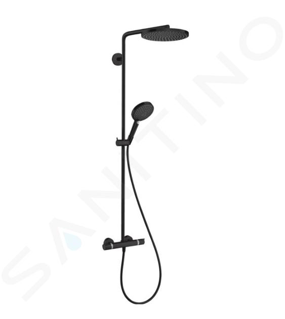 Hansgrohe Raindance S - Conjunto de ducha con termostato, diámetro 24 cm, 3 chorros, EcoSmart, negro mate 28823670