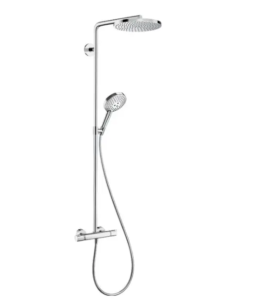 Hansgrohe Raindance S - Conjunto de ducha con termostato, diámetro 24 cm, 3 chorros, EcoSmart+, cromo 28825000