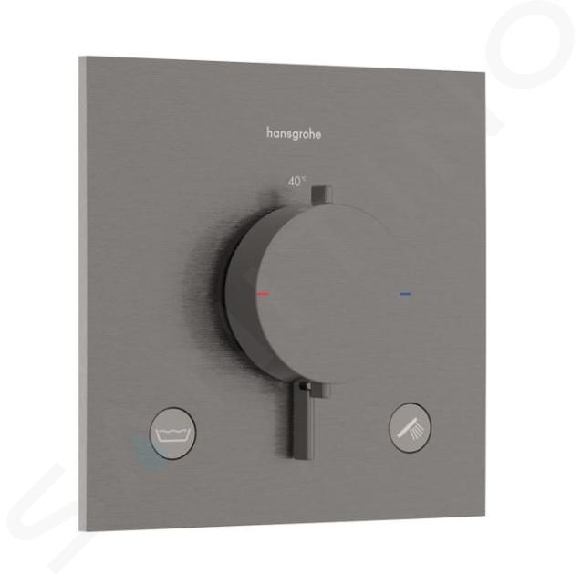 Hansgrohe Ecostat Comfort E - Termostatická batéria pod omietku, na 2 spotrebiče, kefovaný čierny chróm 33716340