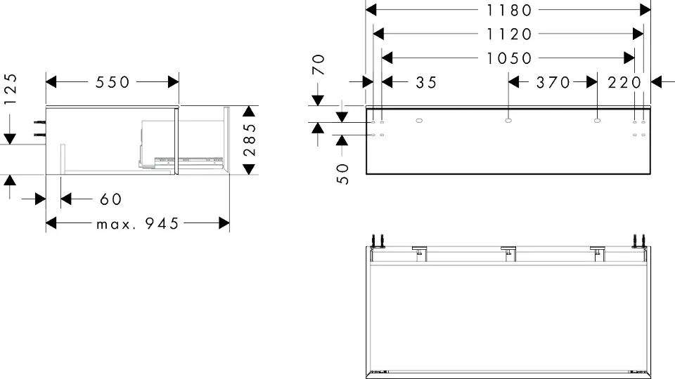 Hansgrohe Xevolos E - Dulap lateral, 29x118x55 cm, 1 sertar, bej