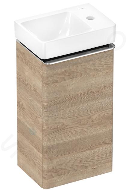 Hansgrohe Xelu Q - Skříňka s umývátkem, 63x34x27 cm, 1 dvířka, panty vpravo, přírodní dub/chrom 54367000