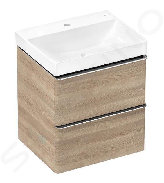 Hansgrohe Xelu Q - Skříňka s umyvadlem, 63x58x50 cm, 2 zásuvky, přírodní dub/chrom 54373000