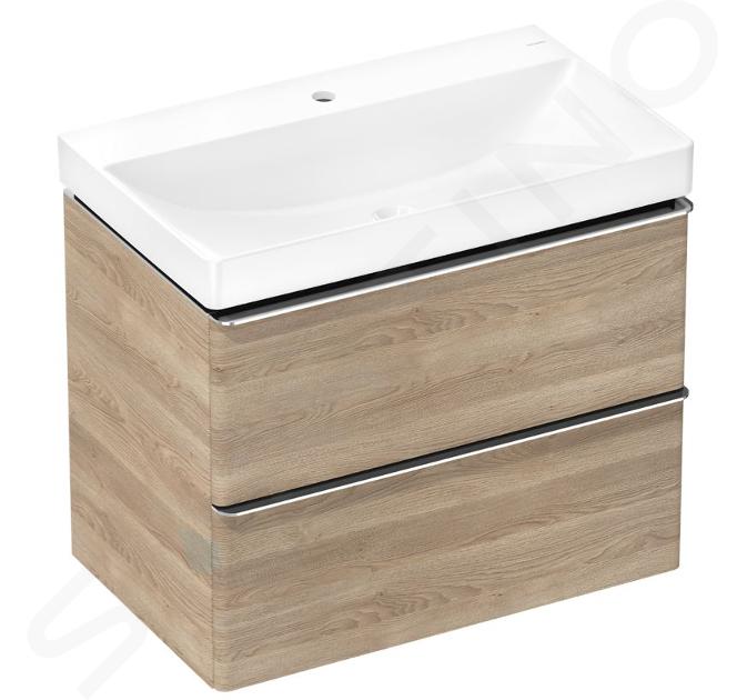 Hansgrohe Xelu Q - Skříňka s umyvadlem, 63x78x50 cm, 2 zásuvky, přírodní dub/chrom 54376000