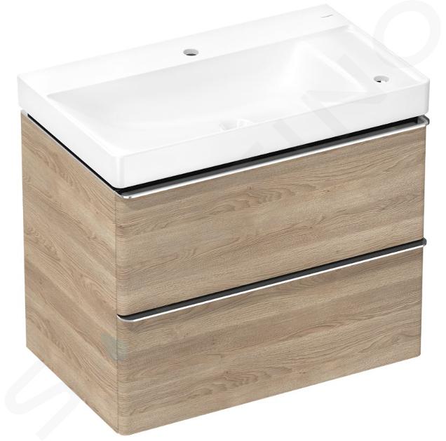 Hansgrohe Xelu Q - Skříňka s umyvadlem, 63x78x50 cm, 2 zásuvky, přírodní dub/chrom 54382000