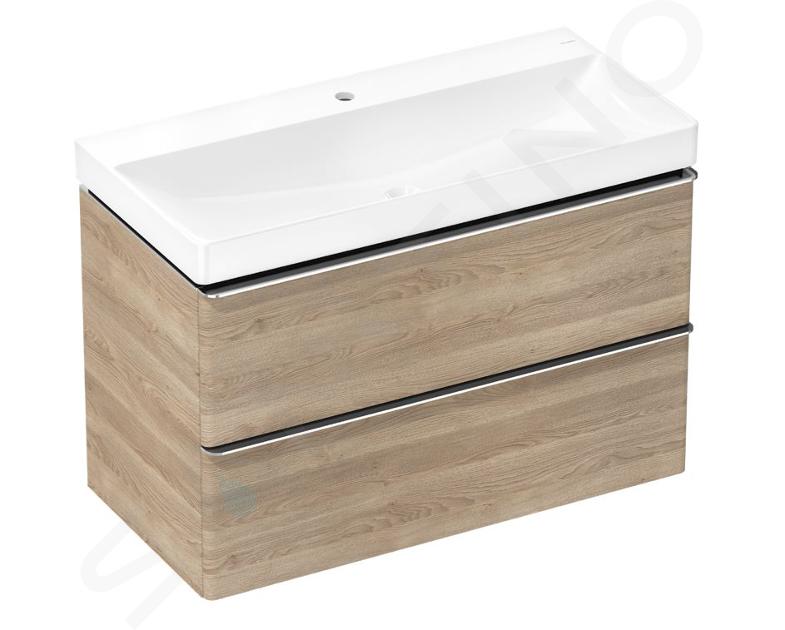 Hansgrohe Xelu Q - Skříňka s umyvadlem, 63x98x50 cm, 2 zásuvky, přírodní dub/chrom 54385000