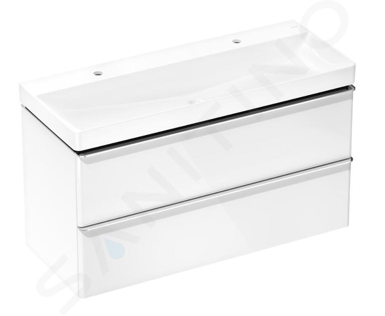 Hansgrohe Xelu Q - Skříňka s dvojumyvadlem, 63x118x50 cm, 2 zásuvky, lesklá bílá/chrom 54386000