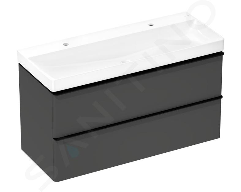 Hansgrohe Xelu Q - Skříňka s dvojumyvadlem, 63x118x50 cm, 2 zásuvky, matná bílá/strukturovaný bronz 54387670