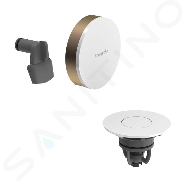 Hansgrohe Exafill - Set superiore per scarico vasca e troppopieno con riempimento, Push-Open, bianco lucido/bronzo spazzolato 58119140