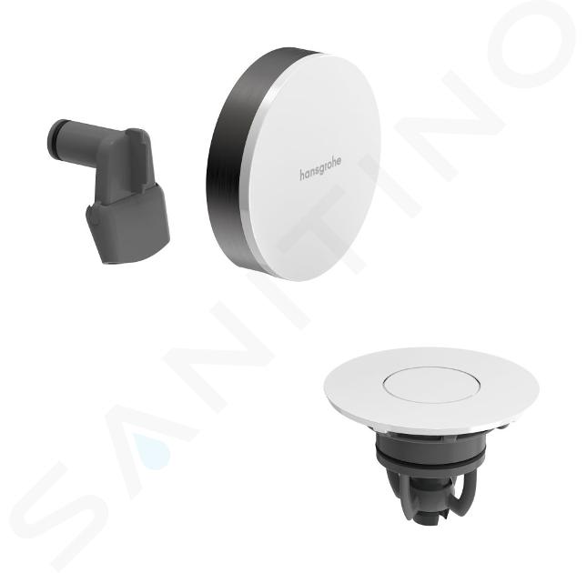 Hansgrohe Exafill - Set superiore per scarico vasca e troppopieno con riempimento, Push-Open, bianco lucido/cromo nero spazzolato 58119340