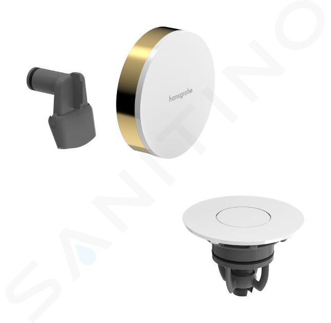 Hansgrohe Exafill - Set superiore per scarico vasca e troppopieno con riempimento, Push-Open, finitura lucida bianco/oro 58119990