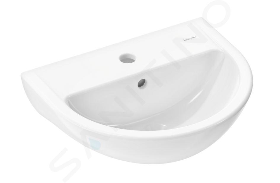 Hansgrohe GladeLake S - Umývadielko, 45x37 cm, s prepadom, otvor na batériu, biela 60100450
