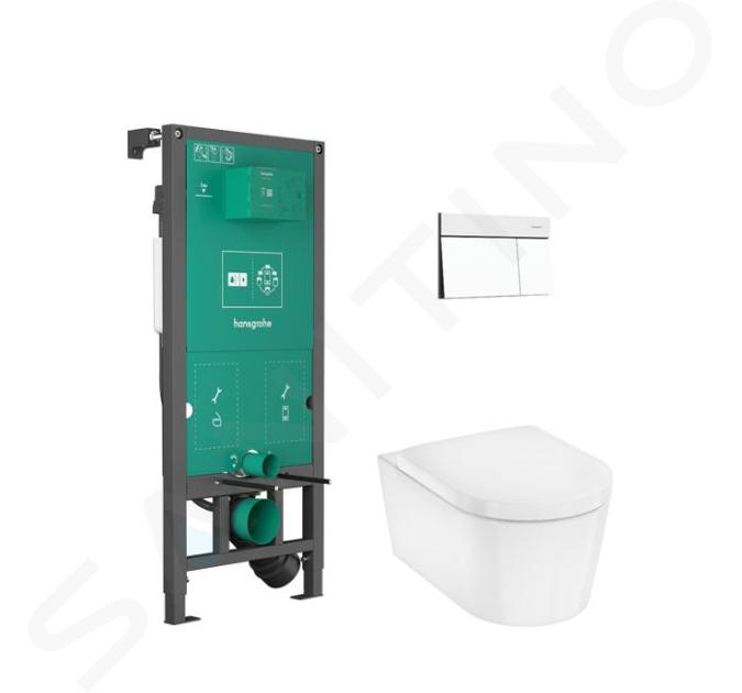 Hansgrohe EluPura S - Set predstenovej inštalácie, klozetu EluPura S a dosky SoftClose, tlačidlo iFrame Element E, matná biela 60303700