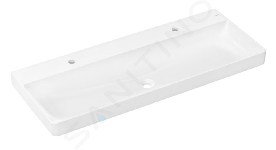 Hansgrohe Xelu Q - Dvojumývadlo, 120x48 cm, bez prepadu, 2 otvory na batériu, biela 60322450