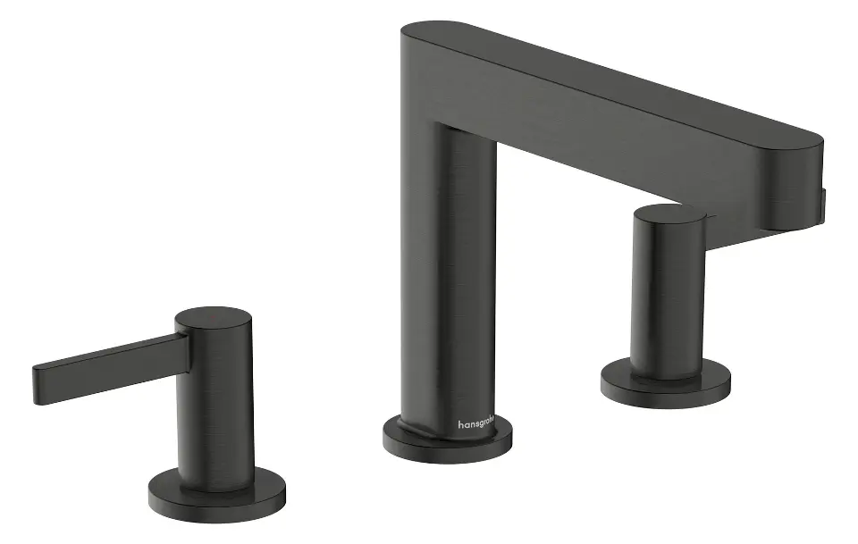 Levně Hansgrohe Finoris - Umyvadlová baterie, 3-otvorová instalace, s výpustí Push-Open, EcoSmart, kartáčovaný černý chrom 76033340