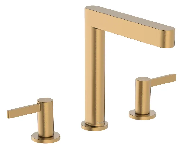Levně Hansgrohe Finoris - Umyvadlová baterie, s výpustí Push-Open, 3-otvorová instalace, EcoSmart, kartáčovaný bronz 76034140