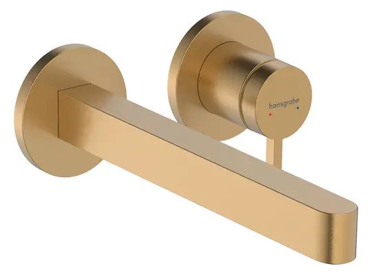 Levně Hansgrohe Finoris - Umyvadlová baterie pod omítku, s výpustí, 2-otvorová instalace, EcoSmart, kartáčovaný bronz 76050140