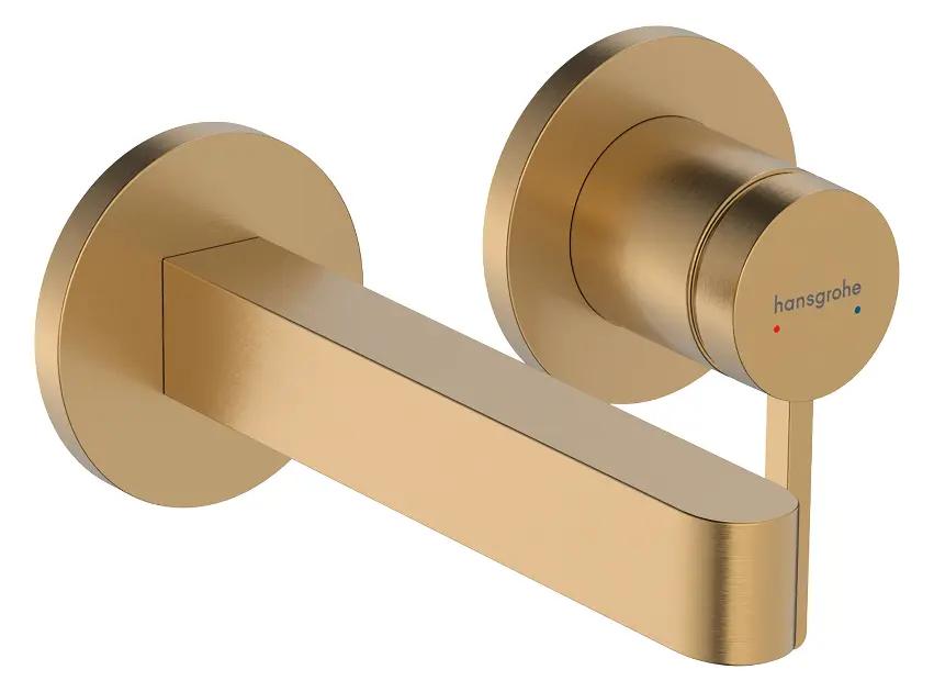 Levně Hansgrohe Finoris - Umyvadlová baterie pod omítku, s výpustí, 2-otvorová instalace, EcoSmart, kartáčovaný bronz 76051140