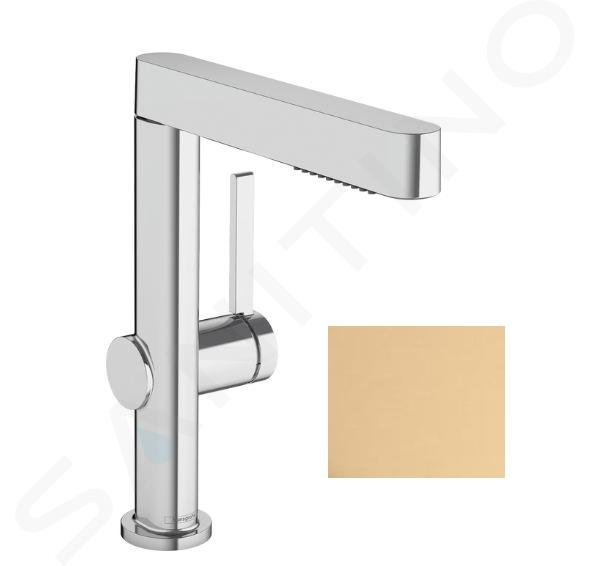 Hansgrohe Finoris - Waschtischmischer 230, mit Push-Open Ablaufgarnitur und Ausziehbrause, EcoSmart, gebürstete Bronze 76063140