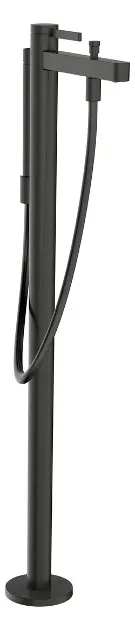 Levně Hansgrohe Finoris - Vanová baterie do podlahy, s příslušenstvím, kartáčovaný černý chrom 76445340