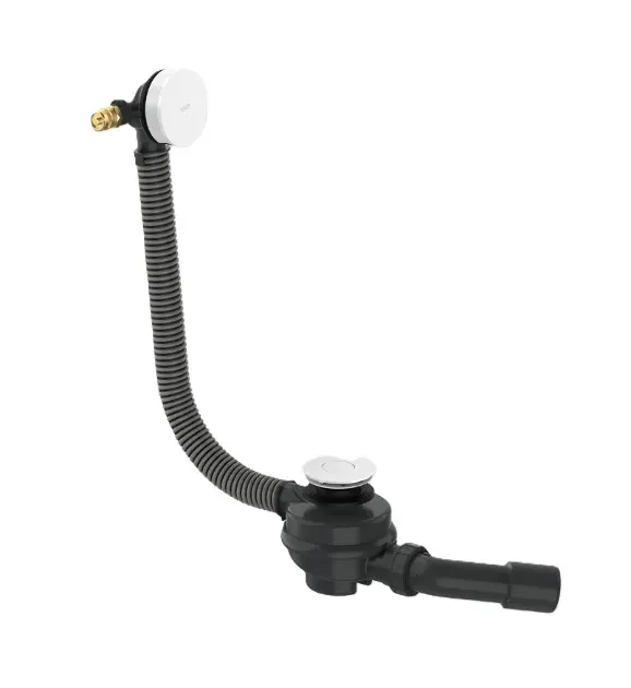 Axor Exafill - Sistema di scarico e troppopieno per vasca da bagno con riempimento, lunghezza 85 cm, bianco opaco 42540700