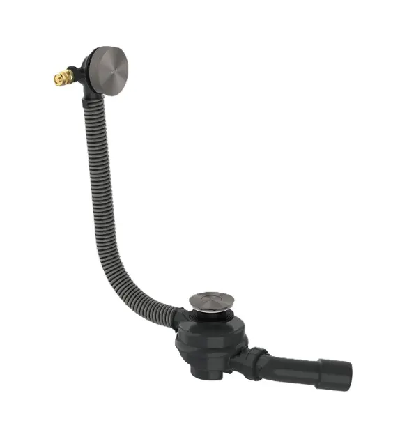 Axor Flexaplus - Sistema di scarico e troppopieno per vasca da bagno, lunghezza 85 cm, cromo nero spazzolato 42541340