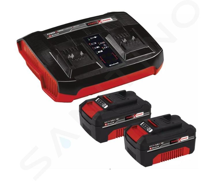 Einhell - Set Twincharger Kit 1 încărcători rapizi 3A și 2 x acumulatori 18 V XR Li-Ion, 4,0 Ah 4512112