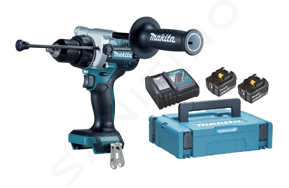 Makita - 18V AKU vŕtačka s príklepom, 2x aku 5,0 Li-Ion, nabíjačka DHP492RTJ