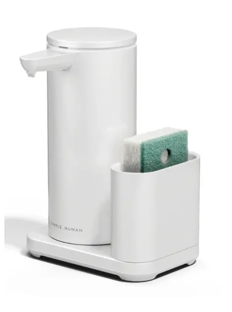Simplehuman - Dávkovač mycího prostředku na postavení, bezdotykový, s držákem houbičky, bílá ST1081