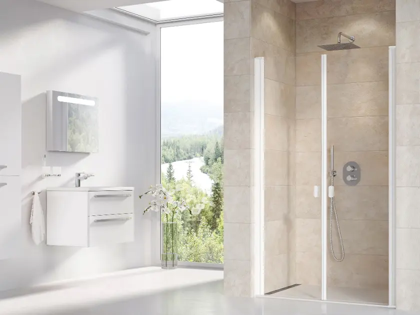 Levně Ravak Chrome - Sprchové dveře dvoukřídlé CSDL2-90, 90x195 cm, matná bílá/čiré sklo 0QV7CE0LZ1