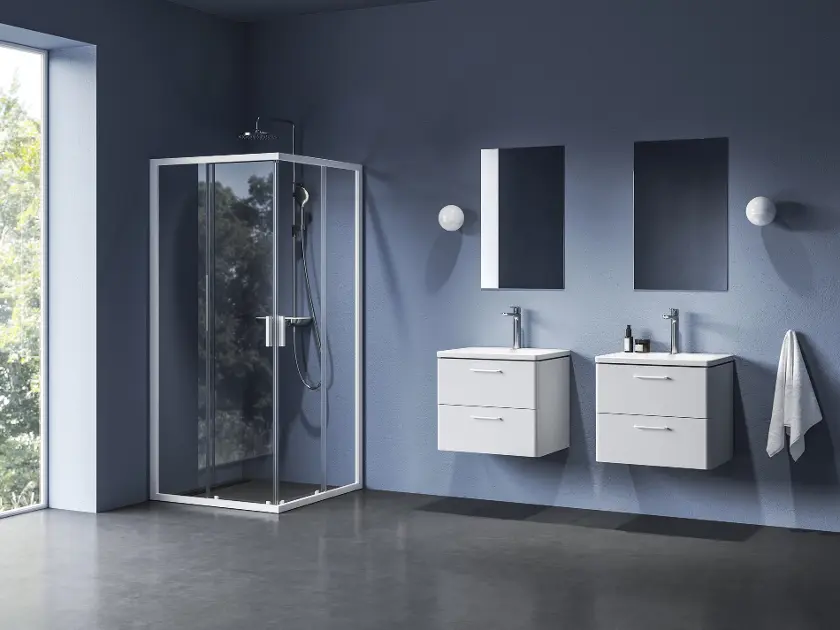 Levně Ravak Blix II - Sprchový kout NBLRV2, 90x90 cm, matná bílá/čiré sklo 1LM70E00Z1