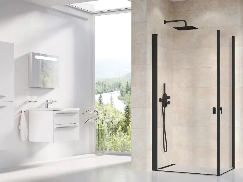 Levně Ravak Chrome - Sprchové dveře CRV1-80, 80x195 cm, černá/čiré sklo 1QV40301Z1