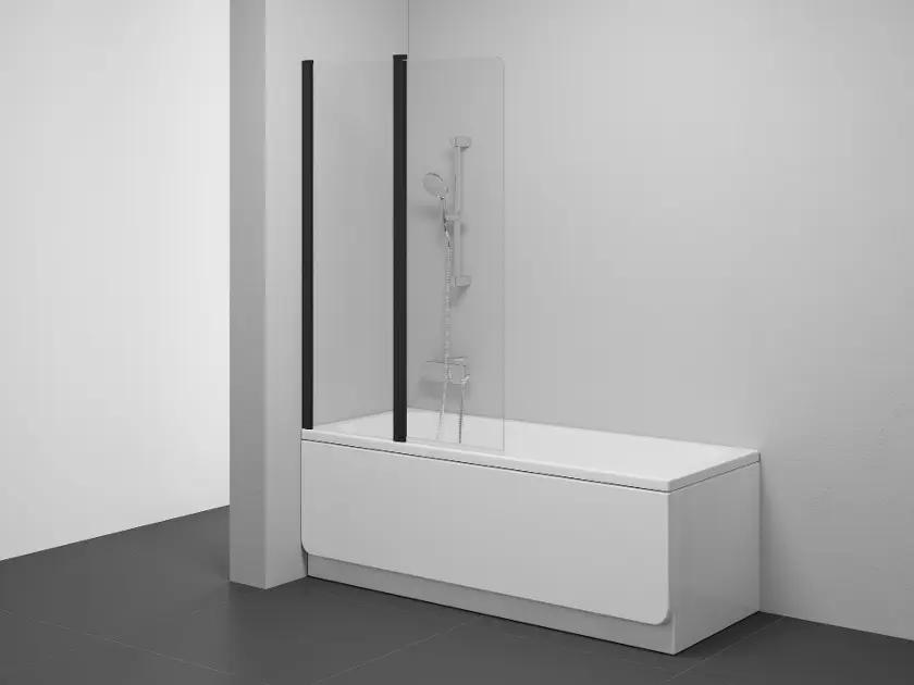 Levně Ravak Chrome - Vanová zástěna CVS2-100 L, dvoudílná, 100x150 cm, černá/čiré sklo 7QLA0300Z1