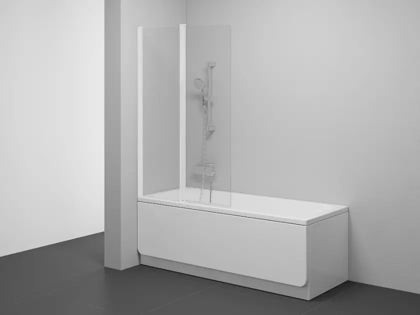 Levně Ravak Chrome - Vanová zástěna CVS2-100 L, dvoudílná, 100x150 cm, matná bílá/čiré sklo 7QLA0E00Z1