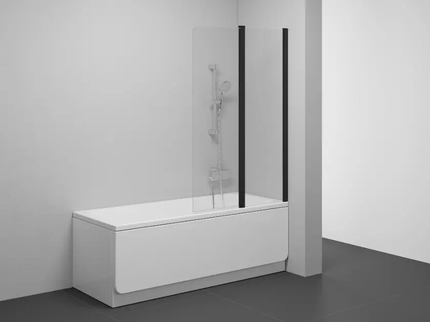 Levně Ravak Chrome - Vanová zástěna CVS2-100 P, dvoudílná, 100x150 cm, černá/čiré sklo 7QRA0300Z1