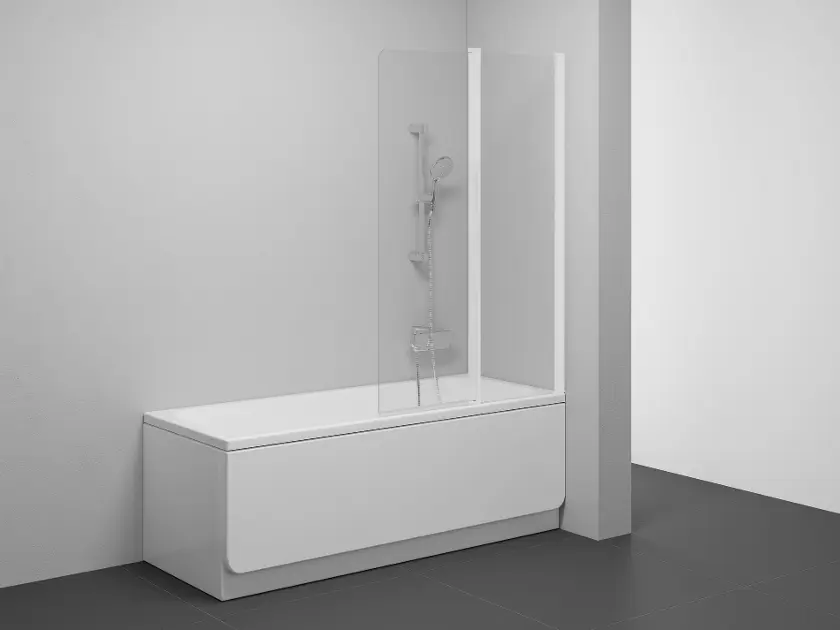 Levně Ravak Chrome - Vanová zástěna CVS2-100 P, dvoudílná, 100x150 cm, matná bílá/čiré sklo 7QRA0E00Z1