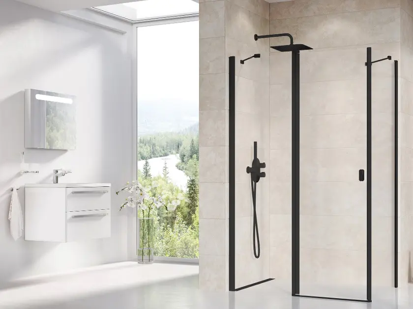 Ravak Chrome - Mampara de ducha CPS-80, 80x195 cm, cristal negro/transparente 9QV40300Z1