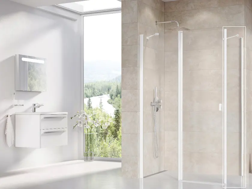 Ravak Chrome - Mampara de ducha CPS-80, 80x195 cm, cristal blanco mate/transparente 9QV40E00Z1