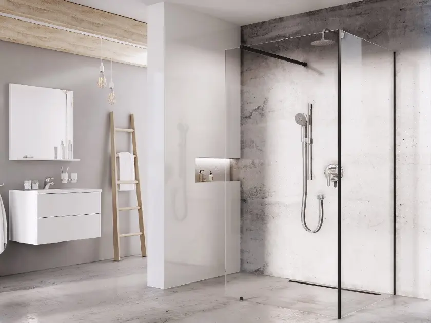 Ravak Walk-In - Sprchová stena Walk-In Corner Set 110x80, dvojdielna, 80x200 cm, čierna/číre sklo GW1CD430SZ1