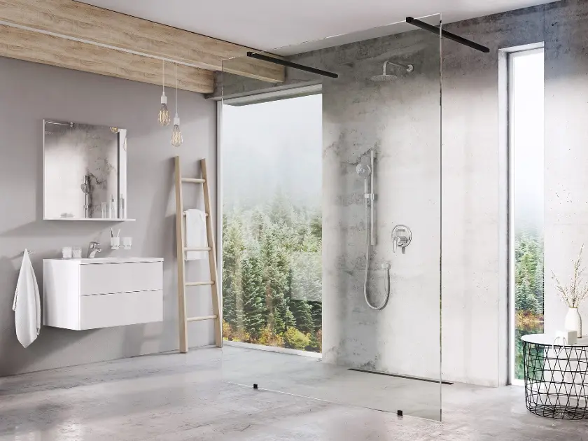 Levně Ravak Walk-In - Sprchová stěna Walk-In Free Set 140, 140x200 cm, černá/čiré sklo GW9FM030SZ1