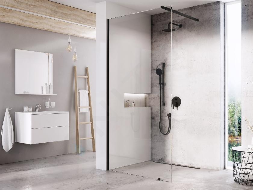 Ravak Walk-In - Paroi de douche Walk-In Wall 80x200 cm, noir/verre transparent GW9W4030SZ1