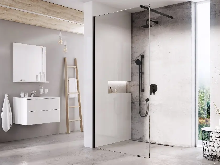 Levně Ravak Walk-In - Sprchová stěna Walk-In Wall Set 130, 130x200 cm, černá/čiré sklo GW9WJ030SZ1