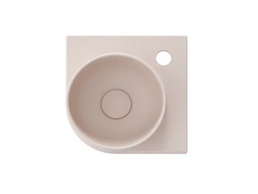 Ravak Yard - Lave-mains d’angle 28 x28 cm, sans trop-plein, trou pour robinet, Alabaster Pink XJX0G228000