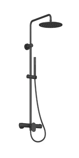 Ravak Spring - Doucheset met kraan, diameter 25 cm, mat zwart/chroom X070559