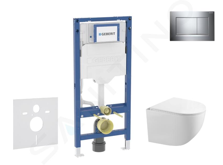 Geberit Duofix - Set předstěnové instalace, klozetu Gaia a sedátka softclose, tlačítko Sigma30, chrom/chrom mat SANI11CA1127B