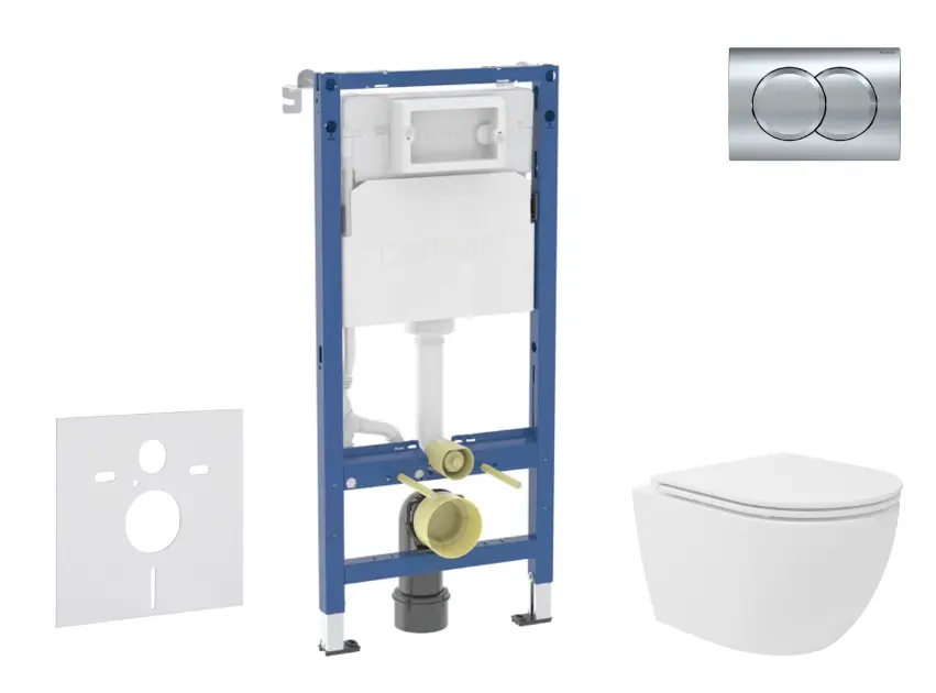 Geberit Duofix - Set predstenovej inštalácie, kompaktného klozetu Oudee Vortex a dosky softclose, tlačidlo Delta01, lesklý chróm SANI11CA1144B