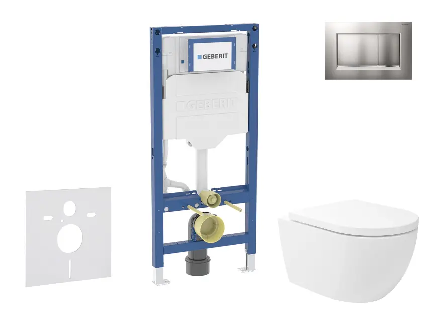 Geberit Duofix - Set predstenovej inštalácie, klozetu Oudee Vortex a dosky softclose, tlačidlo Sigma30, lakovaný chróm mat/chróm SANI11CA1148B