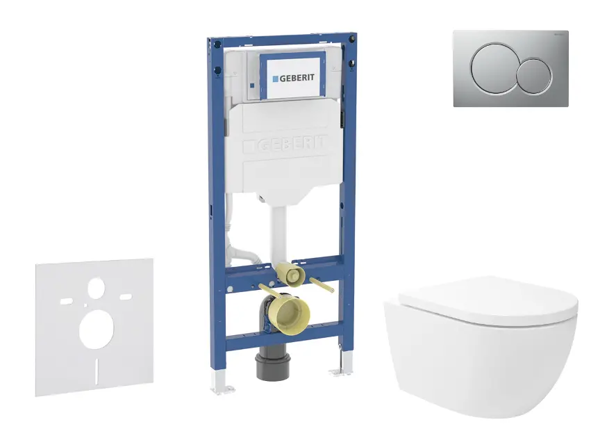 Geberit Duofix - Set predstenovej inštalácie, klozetu Oudee Vortex a dosky softclose, tlačidlo Sigma01, lakovaný matný chróm SANI11CA1149B
