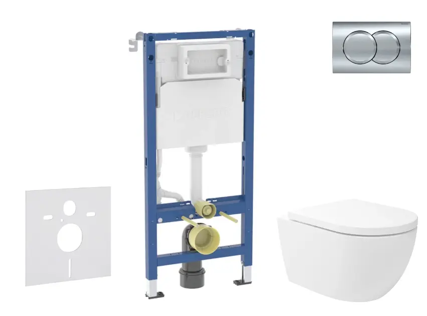 Geberit Duofix - Set predstenovej inštalácie, klozetu Oudee Vortex a dosky softclose, tlačidlo Delta01, lesklý chróm SANI11CA1150B