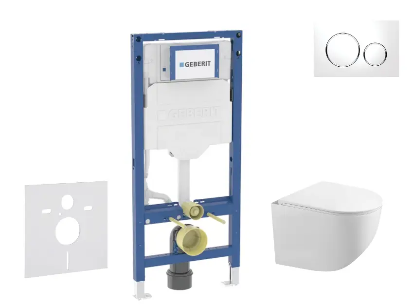 Geberit Duofix - Set predstenovej inštalácie, klozetu Gaia a dosky softclose, tlačidlo Sigma20, biela/chróm SANI11CA3118B