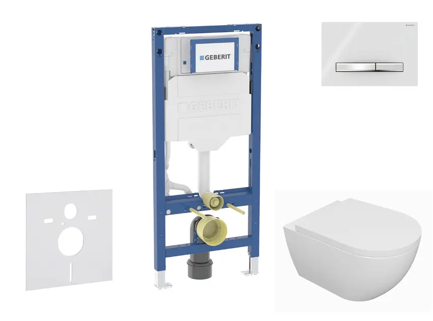 Geberit Duofix - Set predstenovej inštalácie, klozetu Oudee a dosky softclose, tlačidlo Sigma50, chróm/alpská biela SANI11CA3126B